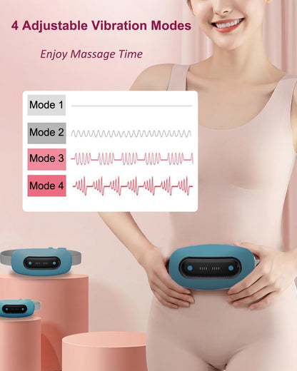 Portable Cordless Menstrual Heating Pad with 4 Heat Levels and 4 Massage Modes,Electric, Fast Large Heating Belly Wrap Belt (Black)