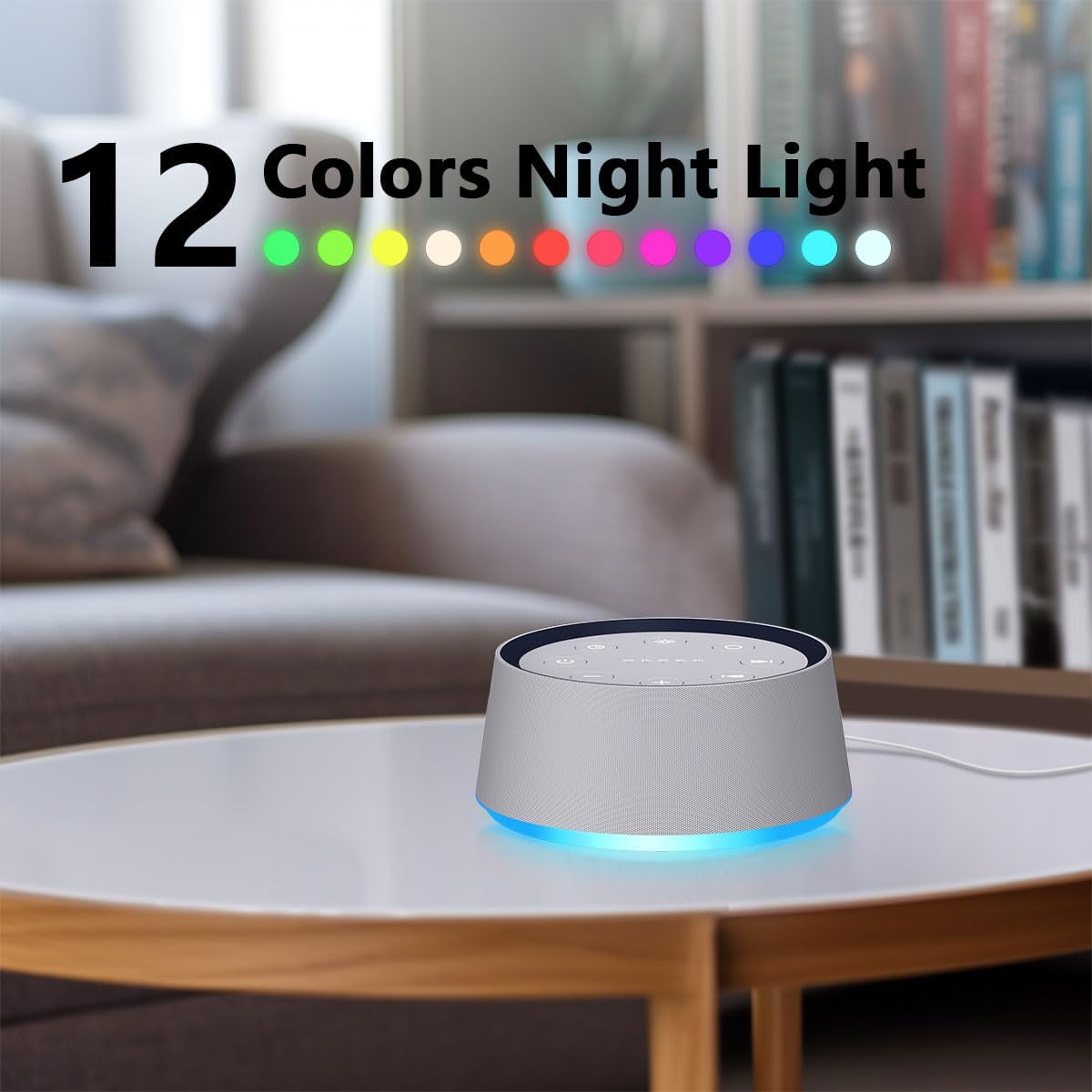 White Noise Alarm Clock Sound Machine for Bedroom Small Brown Noise Machine with 30 Soothing Sound Plug in Bedside Clock with NightLight Battery Backup 15 Wake up Sound Clock for Kids Heavy Sleeper