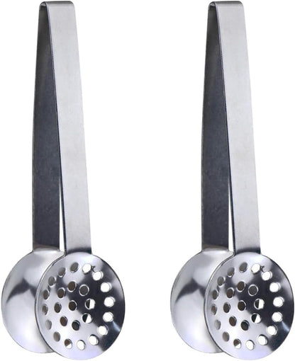Tea Bag Squeezer (2-Pack), Stainless Steel Round Tea Bag Squeezer Tongs, Metal Strainer Gripper Picker Tea Spoon, Tea Accessories for Tea Drinkers (Gold)