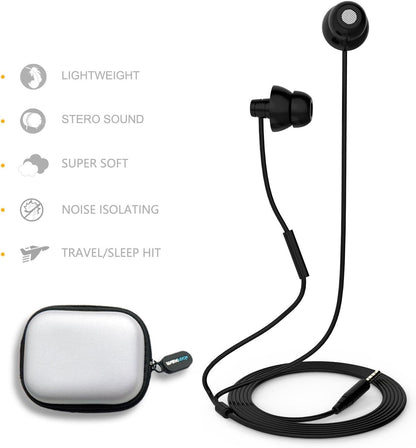 MAXROCK Sleep Earbuds,Ultra Soft Lightweight Sleep Earphones Headphones with Volume Control and Mic for Insomnia, Side Sleeper, Snoring, Air Travel, Meditation & Relaxation (Acid Blue)