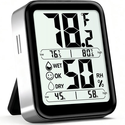 Indoor Thermometer Hygrometer, Max Min Records, w/Battery | Real-time comfort indicator, 5s refresh, Easy To View, Magnetic/Stand, °F/°C switch for home, office, nursery, greenhouse