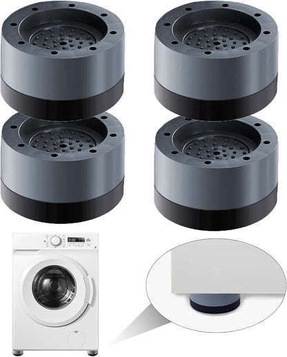 4PCS Universal Anti-Vibration Pads for Washing Machine, Dryer, Dishwasher - Non-Slip Rubber Feet Pads, Shock Absorber, Anti-Walk Mat, Noise Reduction, Stabilizer Gray Resin Fiber & TPU Rubber