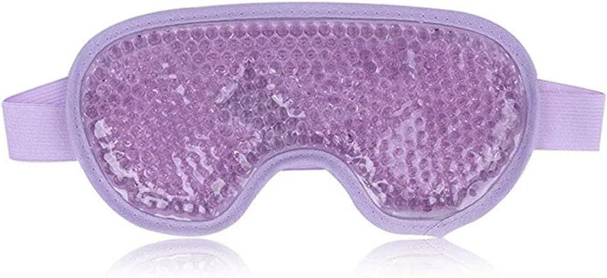 Plush Cooling Eye Mask with PVC Gel Beads, Cold & Hot Compress Sleep Mask with Blackout Design, Reusable Ice Bead Mask for Headache, Migraines Relief & Puffy Eyes(Grey)