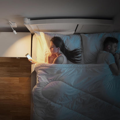 Plug in LED Book Reading Spot Light, White Dimmable Wall Sconce Lamp with Power Plug and Outlet Extender for Kitchen Bedroom Living Room, 3 Lighting Colors, USB Output Charging Ports
