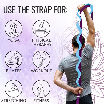 Stretching Strap with 10 Loops for Physical Therapy & Rehab | Non-Elastic Yoga Stretch Band for Hamstring, Leg, Hip & Knee Rehab, Pilates, Flexibility & Mobility Exercises for Men & Women
