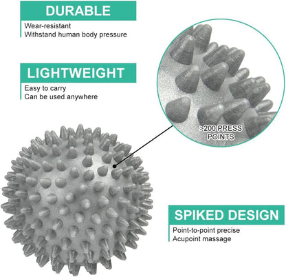 URAQT Spiky Massage Ball Set, 2 Pack Physical Therapy Massage Balls, Hard Lacrosse Ball & Spiky Massage Ball for Myofascial Release and Trigger Point Deep Tissue Massage (Purple)