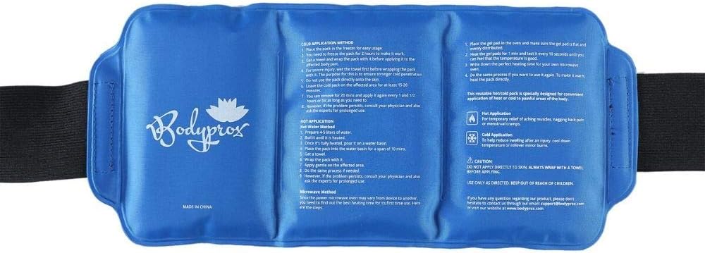 BODYPROX Pain Relief Ice Pack with Strap for Hot & Cold Therapy, Microwave Heat Pad for Back Shoulder, Neck, Waist, Calves and Hip