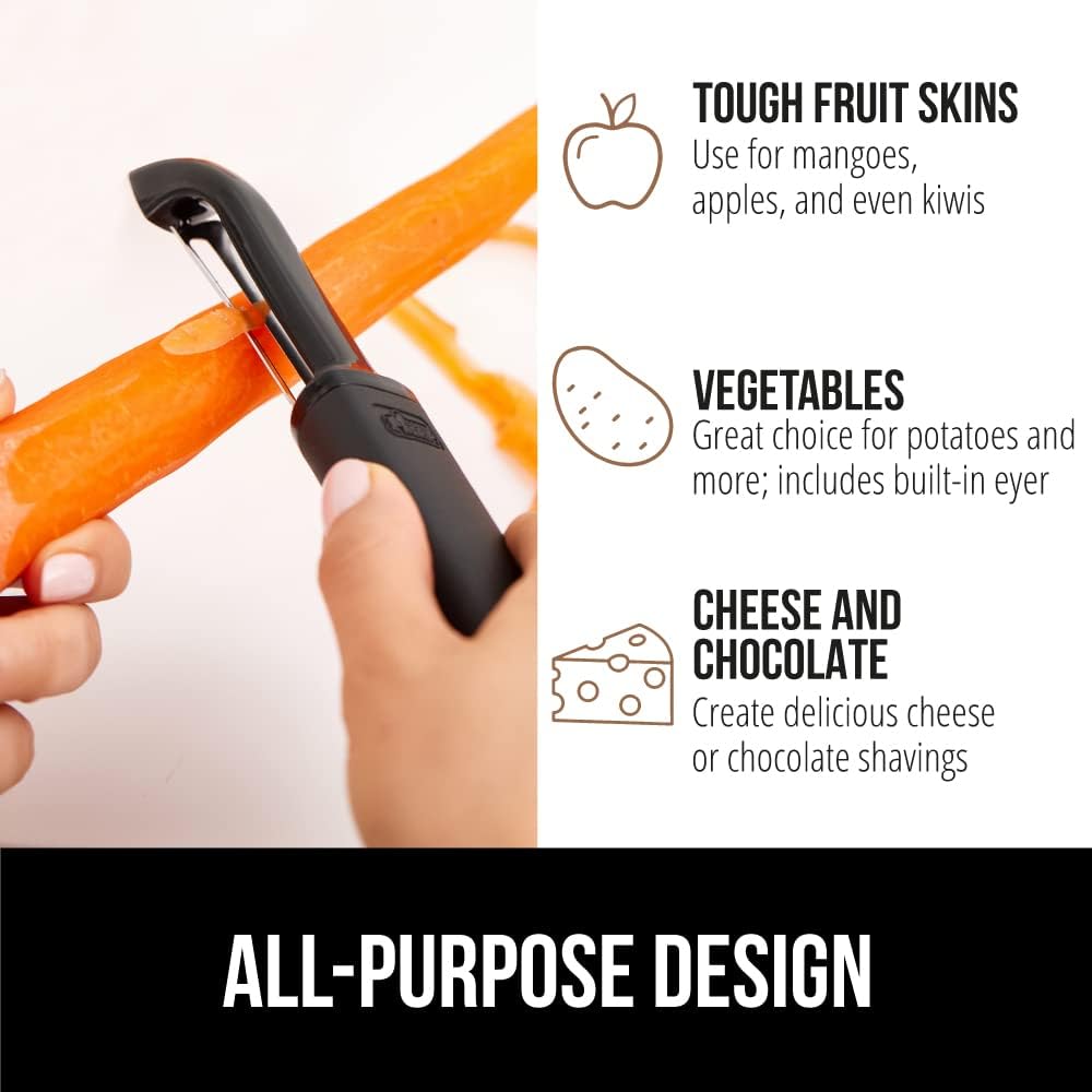 GORILLA GRIP® Patented BPA-Free Vegetable Peeler, Extra Sharp Swivel Stainless Steel Blades with Guard, Comfortable Soft Handle, Easily Peel Carrots or Fruit, Potato Eye Remover, Dishwasher Safe, Mint