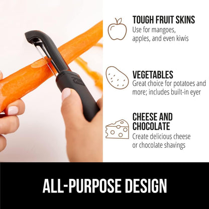 GORILLA GRIP® Patented BPA-Free Vegetable Peeler, Extra Sharp Swivel Stainless Steel Blades with Guard, Comfortable Soft Handle, Easily Peel Carrots or Fruit, Potato Eye Remover, Dishwasher Safe, Mint