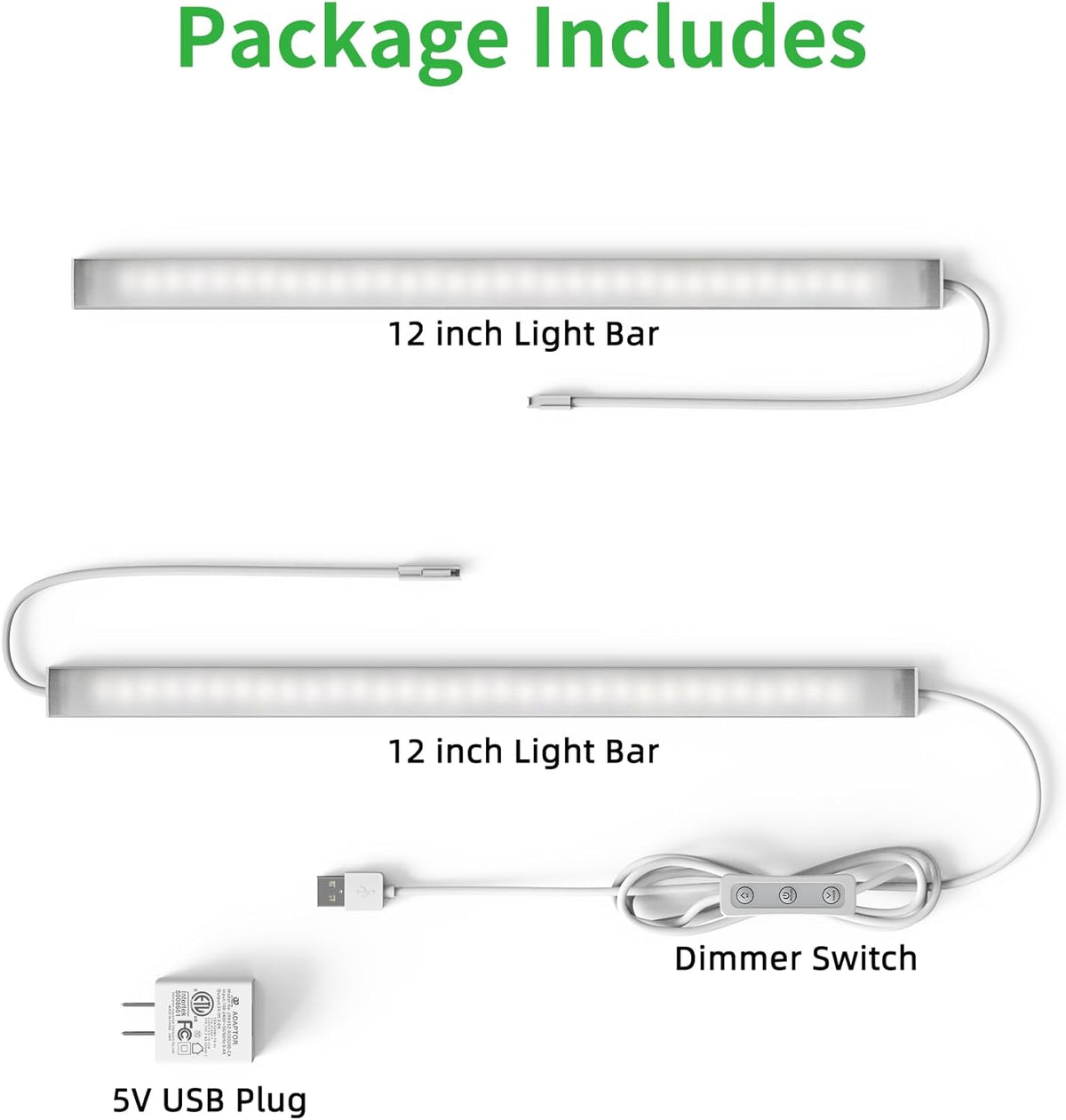 Motion Sensor Dimmable Under Cabinet Lighting, 6000K 12-inch 2 Pack