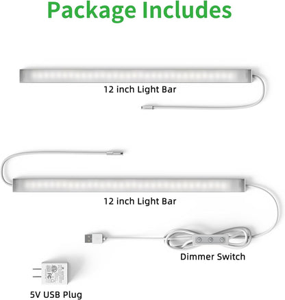 Motion Sensor Dimmable Under Cabinet Lighting, 6000K 12-inch 2 Pack