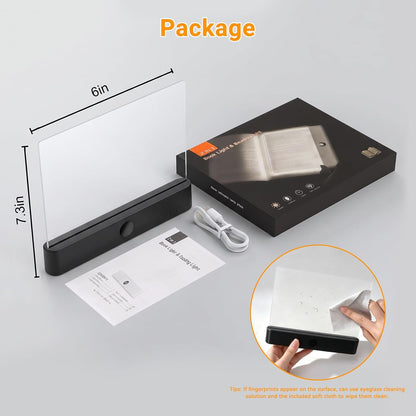Amber Book Light, Rechargeable Clear LED Flat Reading Light with 3 Colors & Timer, Dimmable Panel Plate Lamp Book Full Page Light for Reading in Bed at Night, Funny Gifts for Readers Book Lovers