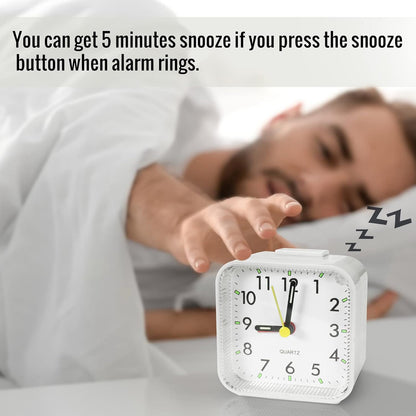 Lamisola Small Analog Travel Alarm Clock, Battery Operated Desk Table Shelf Clock for Kids, Quieter Bedside Alarm Clocks for Bedrooms Bathroom Living Room Kitchen, Black