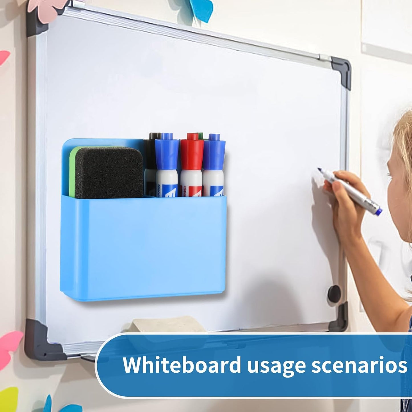 Camelmother 2Pcs Magnetic Dry Erase Marker Holder For Whiteboard Fridge | 2Slots Locker Accessories Teacher Classroom Must Haves Fridge magnets