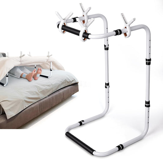 Blanket Lifter for Feet - Blanket Lifters for Foot of Bed, Adjustable 20-29 Inch Height with 4 Non-Slip Clips, Multi-Use Bed Support for Enhanced Foot, Toe, Leg and Knee Comfort