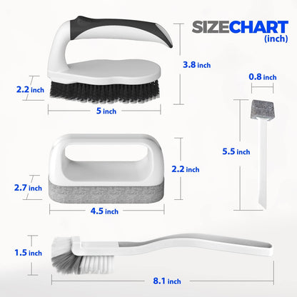Holikme 7 Pack Cleaning Brush Scrub Brush Kitchen Brush for Floor,Green | Deep Cleaning Brush Set, Scrub Pads with Scraper Tip for Pool Walls, Bathroom, Grout, Floor, Bike, Tub, Shower