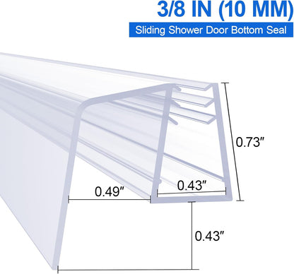 Yecaye 3 Pack 3/8" x 39" Shower Door Bottom Seal Strip, Shower Door Sweep | Shower Door Sweep for 3/8'' (10mm) Doors, Frameless Glass Shower Door Seal Strip Stop Shower Leaks and Create a Water Barrier