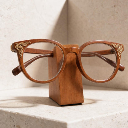 Wood Eyeglass Holder Stand for Nightstand, Glasses Organizer