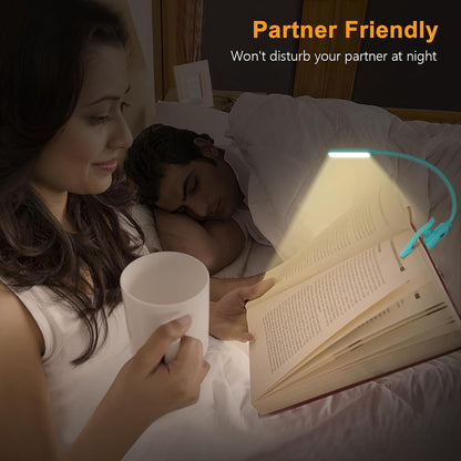 Gritin 9 LED Rechargeable Book Light for Reading in Bed | Eye Caring 3 Color Temps,Stepless Dimming Brightness,80 Hrs Runtime Small Lightweight Clip On Book Reading Light for Studying