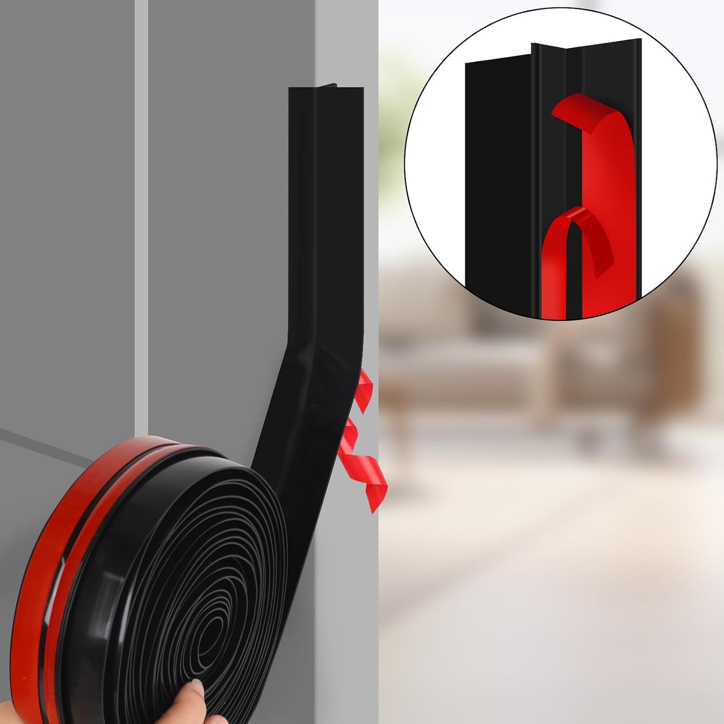 Benory T-Shaped Silicone Door Weather Stripping, Clear, 1.38" W x 20 ft | T-shaped design helps the seal stay in place on door frames while reducing drafts, energy loss, and outside noise