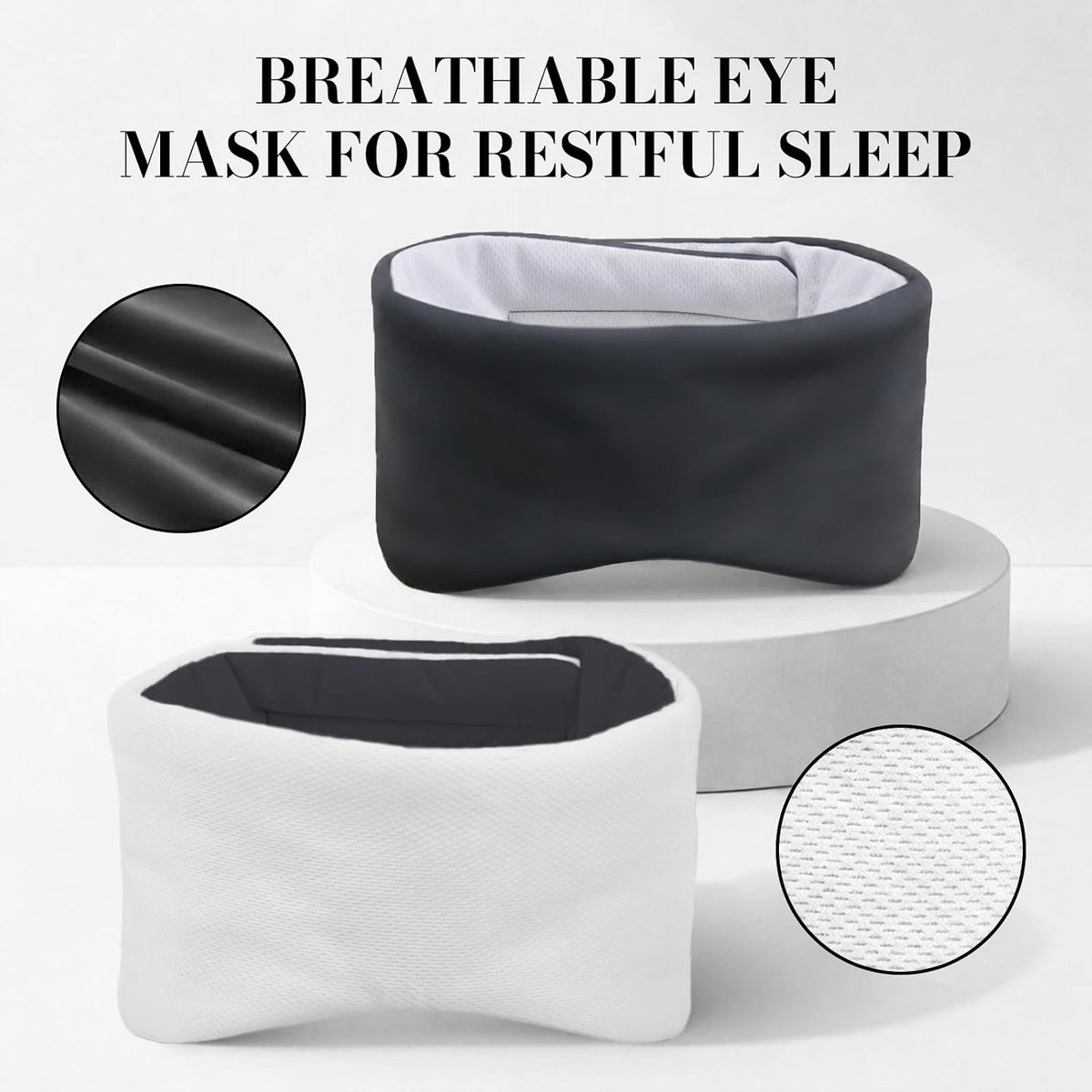 Sleep Mask for Women Men, Reversible Eye Mask Sleeping with Cozy & Cooling Sides, Adjustable Velcro Band, Blackout Face-Hugging Padded Eye Cover for Sleeping Travel Office, Grey/White