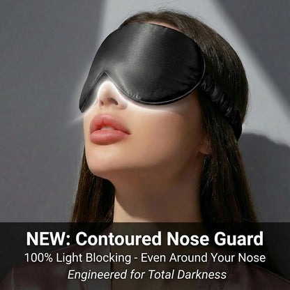 MATASSE 100% Mulberry Silk Sleep Mask 22 Momme Grade 6A - 3D Contoured Eye Mask for Sleeping, 14mm Deep Eye Cups, Total Blackout Blindfold for Women Men, Adjustable Strap, Side Sleeper (Champagne)
