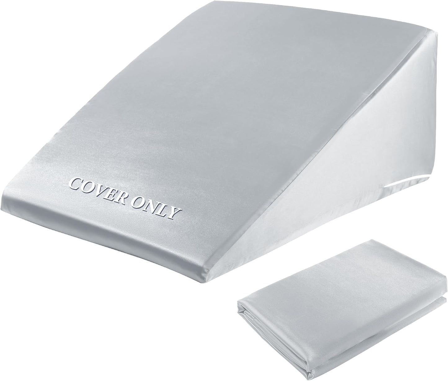 HOMBYS Satin Bed Wedge Pillow Cover Silky & Smooth Wedge Pillowcase 1 Pack 24x24x8, Soft & Breathable, Removable & Machine Washable-Zipper Design (Pillow Not Include), (Grey, 24"x24"x8")