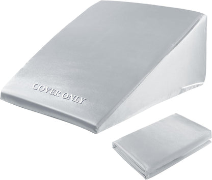 HOMBYS Satin Bed Wedge Pillow Cover Silky & Smooth Wedge Pillowcase 1 Pack 24x24x8, Soft & Breathable, Removable & Machine Washable-Zipper Design (Pillow Not Include), (Grey, 24"x24"x8")