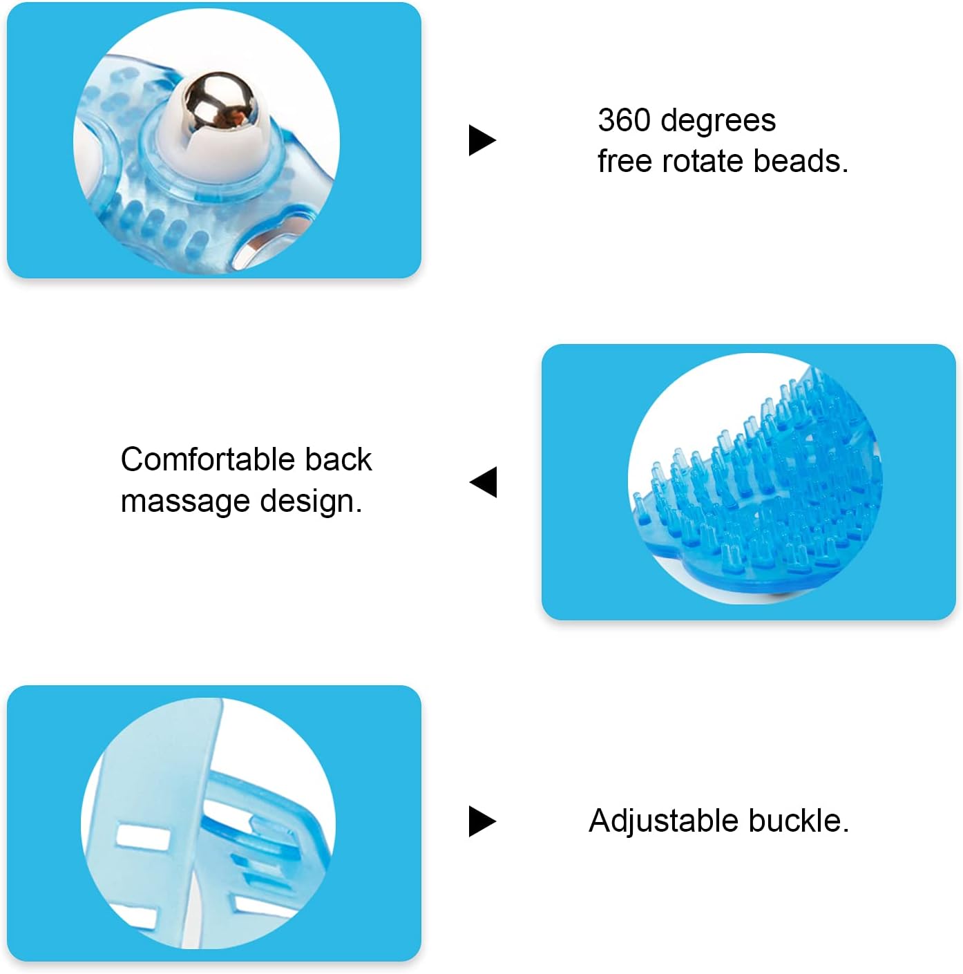 Handheld Massage Ball for Muscle Back Neck Joint Foot Shoulder Leg Pain Relief - Palm Shaped Massage Tool with Roller Balls, Portable Design, Blue