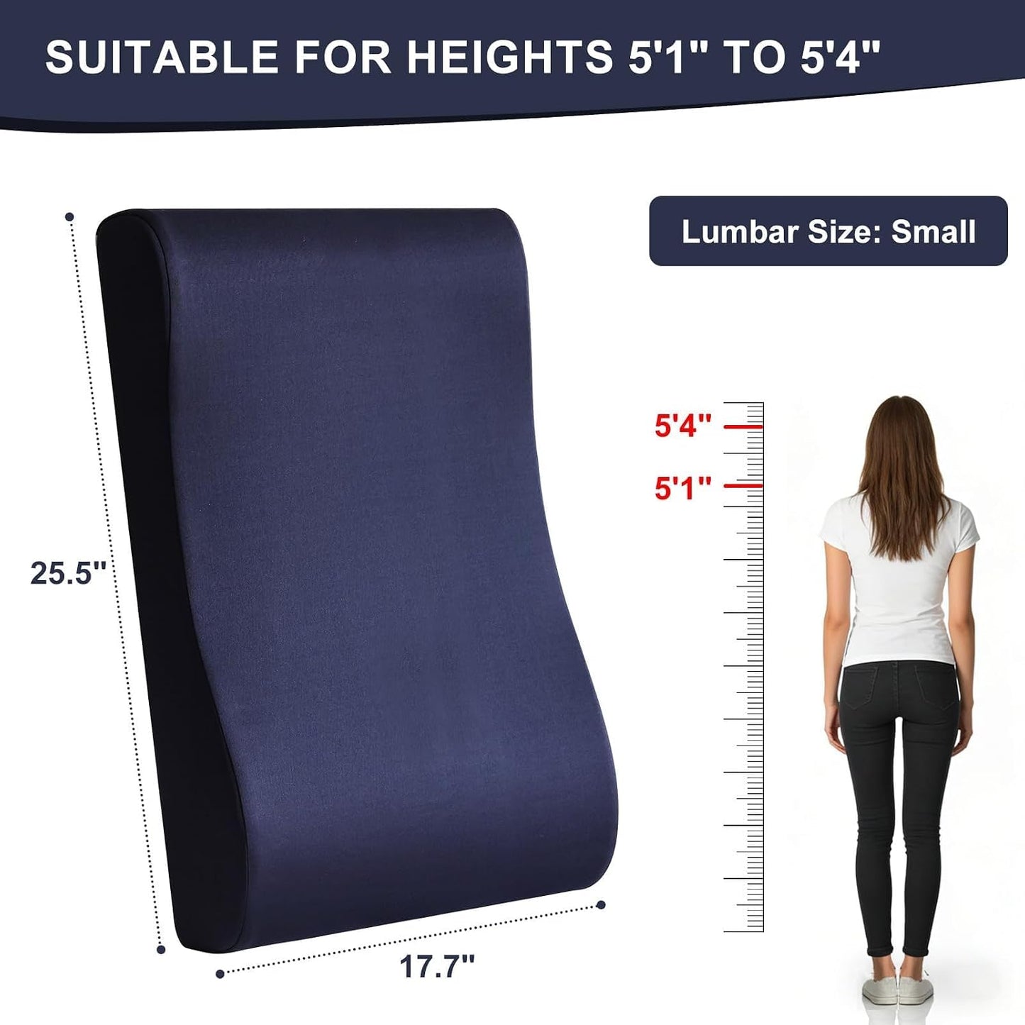 2-in-1 Neck Pillow Lumbar Support Pillow for Recliner Couch& Glider Chair - High Resilient Foam Ergonomic Back Support for High-Back Rocking Chairs, Glider Rocker Replacement Cushions Navy S