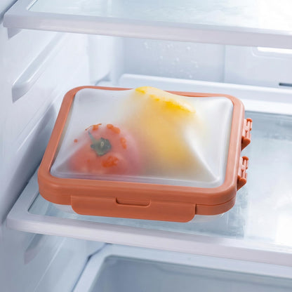 Reusable Silicone Food Storage Container with Lid Avocado Saver(6.5 cups/0.4 gal), Onion Keeper, Silicone Kitchen Organizers for Fridge