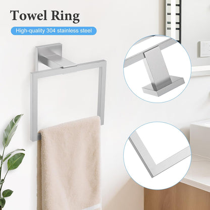 TURS Bathroom Hardware Set Black 4-Piece Towel Bar Set Include 24 Inch Towel Bar Hand Towel Holder Towel Hook Toilet Paper Holder with Shelf Wall Mounted Stainless Steel Bathroom Accessories Set