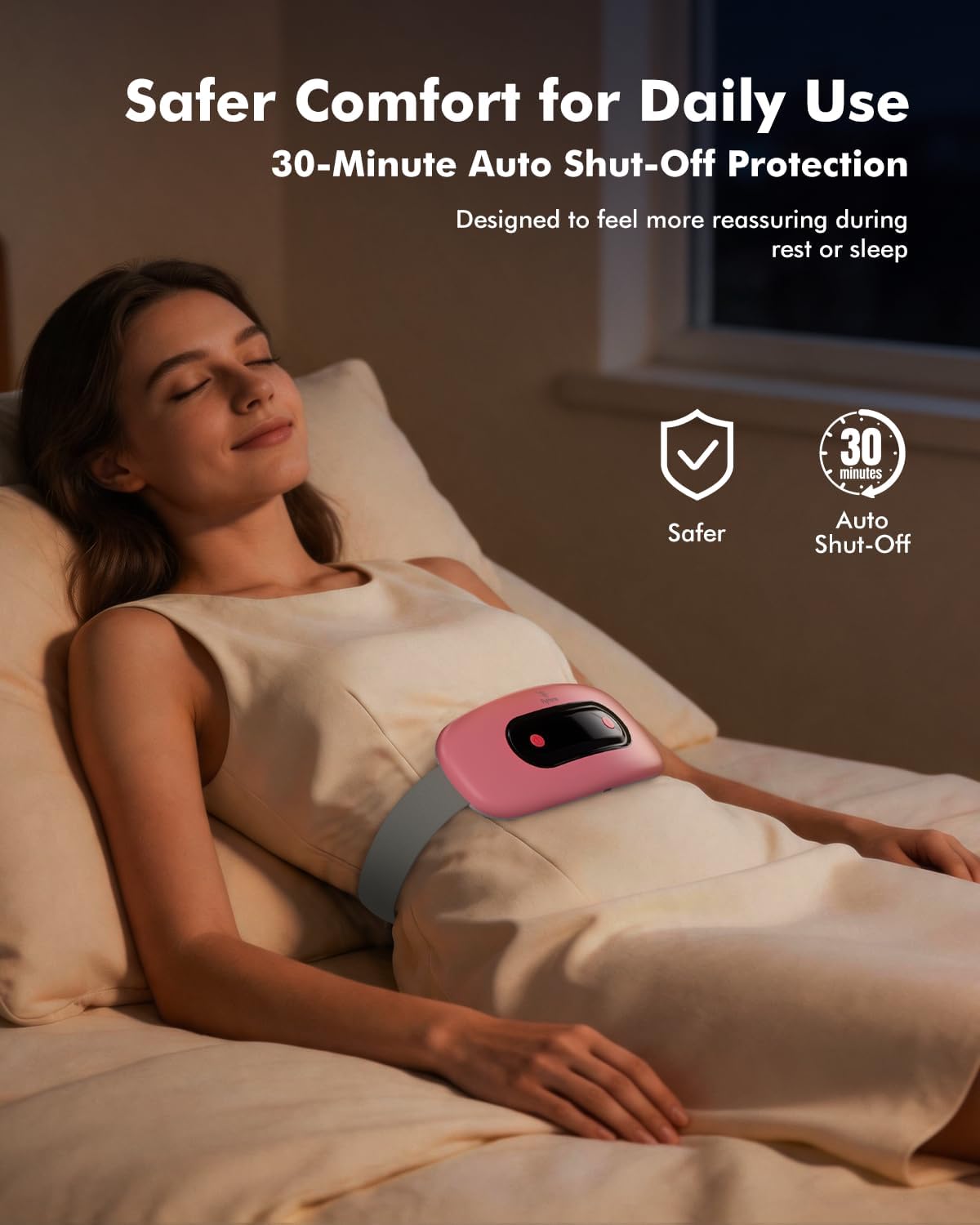 Portable Cordless Menstrual Heating Pad with 4 Heat Levels and 4 Massage Modes,Electric, Fast Large Heating Belly Wrap Belt (Black)