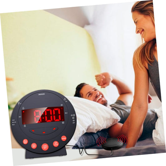 1 Set Loud Alarm Clock with Bed Shaker for Heavy Sleepers Digital Vibration Clock with Non Slip Base and Dual USB Ports for Deaf and Hard of Hearing