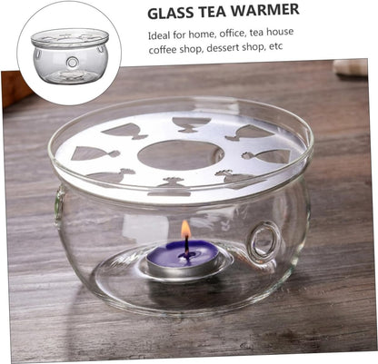 2pcs Glass Teapot Warmer High Borosilicate Tea Heating Pot Stands Without Candle for Home Office Tea House Coffee Shop Decor