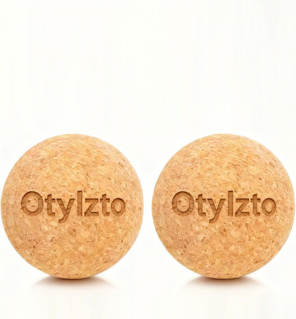 otylzto 2Pcs Massage Lacrosse Balls Natura Cork for Myofascial Release | Trigger Point Therapy, Muscle Knots, and Yoga Deep Tissu Therapy