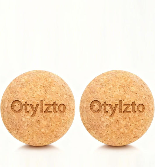 otylzto 2Pcs Massage Lacrosse Balls Natura Cork for Myofascial Release | Trigger Point Therapy, Muscle Knots, and Yoga Deep Tissu Therapy