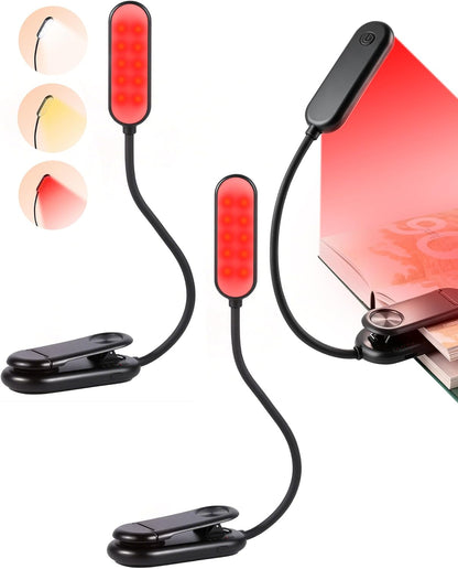 630nm Red Book Light for Reading at Night [1 Pack] - Zero Blue Light, Dimmable Reading Lights for Books in Bed, LED Book Lamp Clip on, Gift for Students Parents Nurse Studying Travel