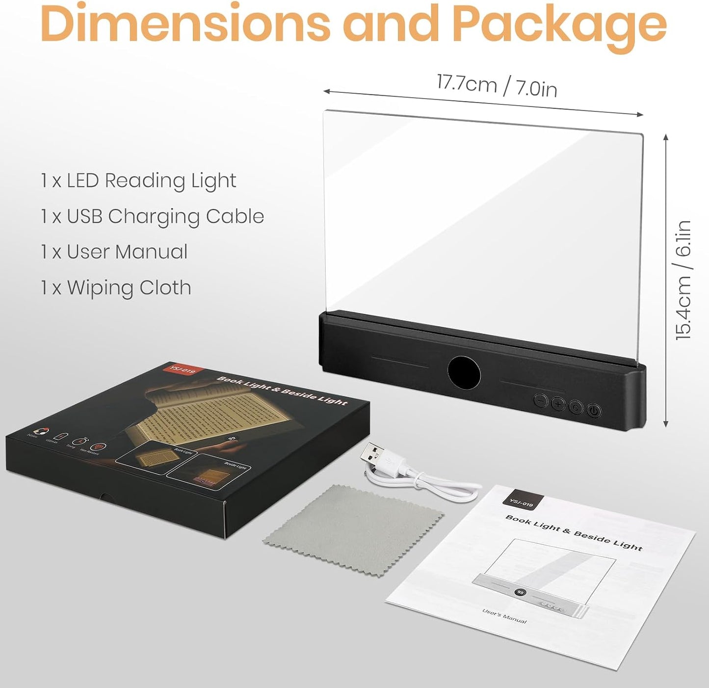 LED Book Light, 3 Color Temps & Stepless Dimming, Night Reading with Timer | 2-In-1 Rechargeable Clear LED Flat Reading Light and Night Light. Perfect for Night Reading and Bookish Gifts(Black)