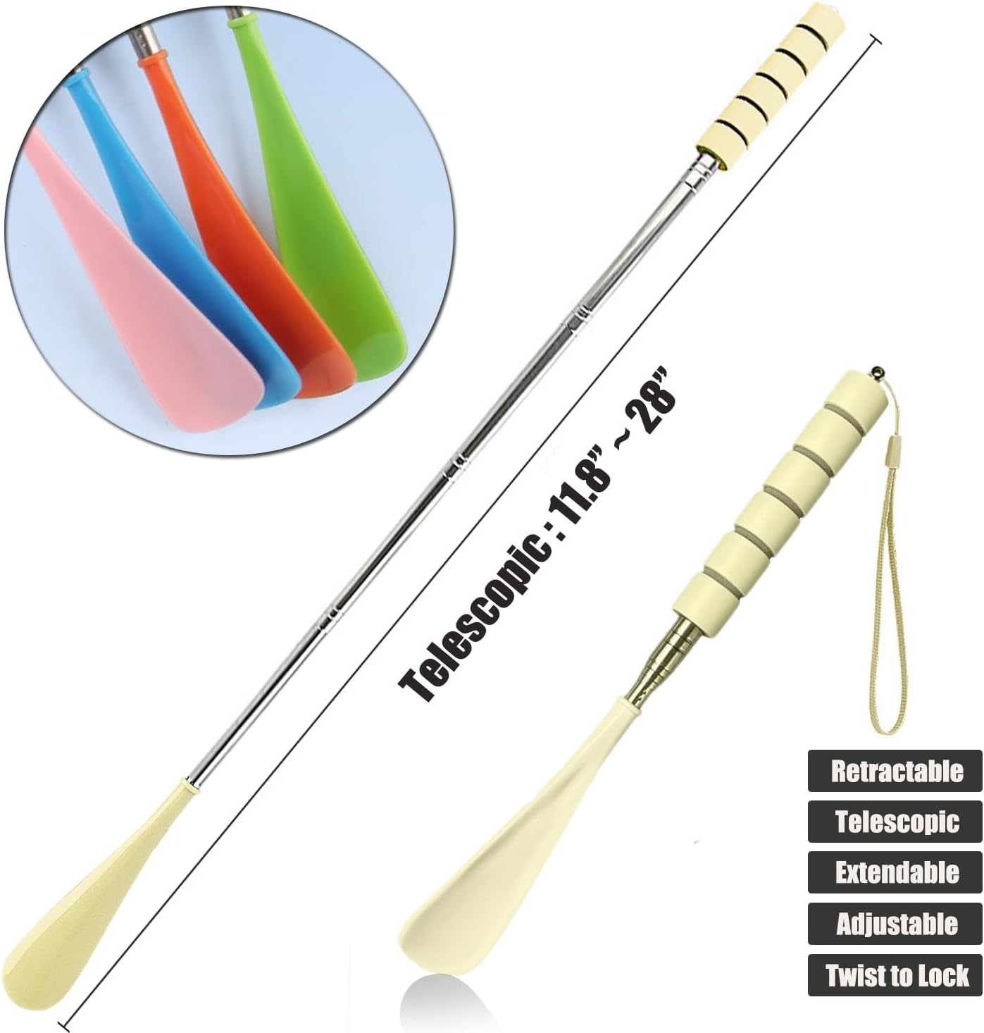 Shoe Horn Long Handle Retractable Shoehorn Telescopic Foldable Shoe Puller Adjustable Shoe Aids Easy Slip on