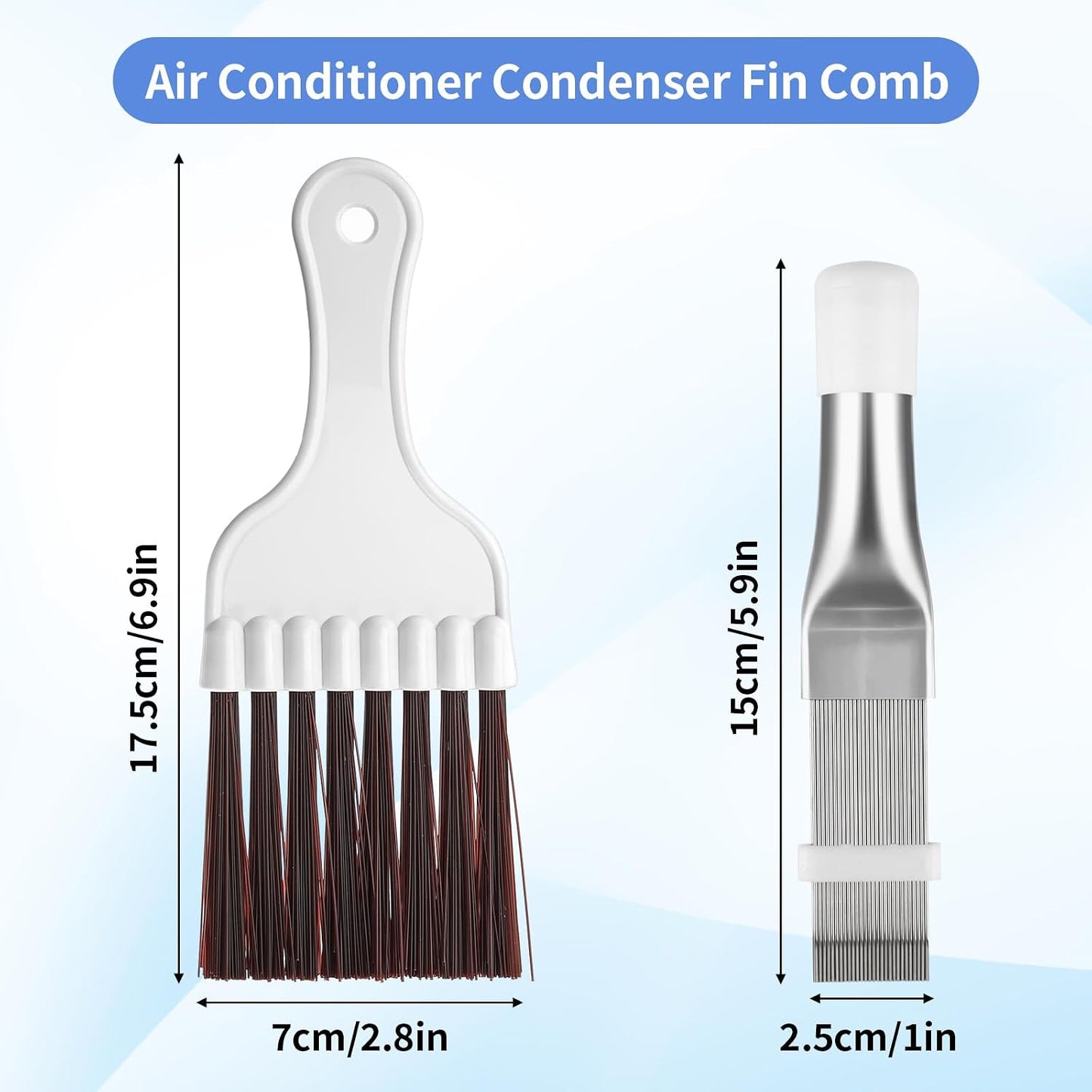 2 PCS AC Fin Comb & Coil Cleaning Brush for Air Conditioner Condenser | Adjustable Fin Comb. Stainless Steel Teeth. Gentle Coil Cleaning. Easy Grip Handle. Multi-Appliance Use.