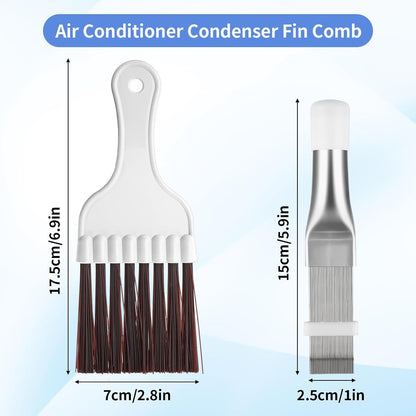 2 PCS AC Fin Comb & Coil Cleaning Brush for Air Conditioner Condenser | Adjustable Fin Comb. Stainless Steel Teeth. Gentle Coil Cleaning. Easy Grip Handle. Multi-Appliance Use.
