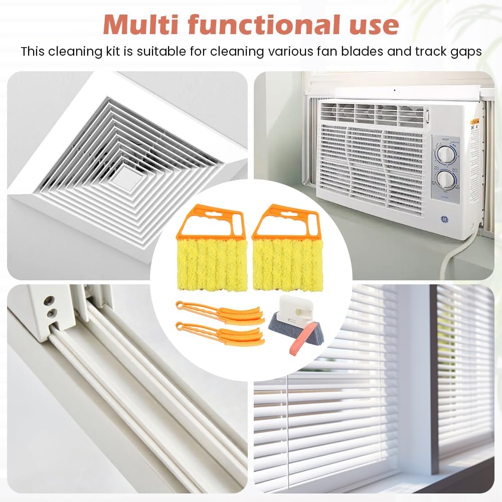 5Pcs Window Blind Cleaning Set, Washable 7 Fingers Duster Brush | Dusting Cleaner Tool, Blinds Air Conditioner Keyboard Fan Duster Dirt Housekeeping Tool