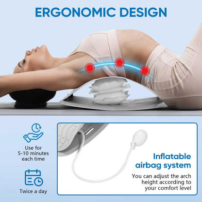 Back Stretcher for Lower Back Pain Relief, Lumbar Support Board | Adjustable air compression decompression device, ergonomic spine stretcher for home office, ABS & EVA material