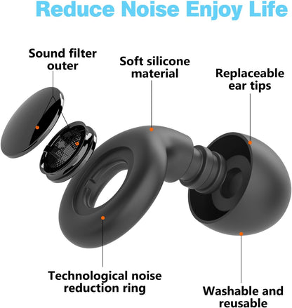 Ear Plugs for Sleeping Noise Cancelling – 30dB Reusable Silicone Earplugs with 8 Ear Tips & Case, Ideal Sleep Ear Plugs, Soft & Cozy Hearing Protection for Sleep, Concerts, Work, Travel & Focus
