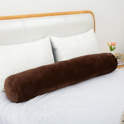 1 MIDDLE ONE Body Pillow for Adults, Bolster Pillow with Removable Velvet Cover, Long Round Cervical Roll Pillow, 35 x 7.87 Inches, Blue