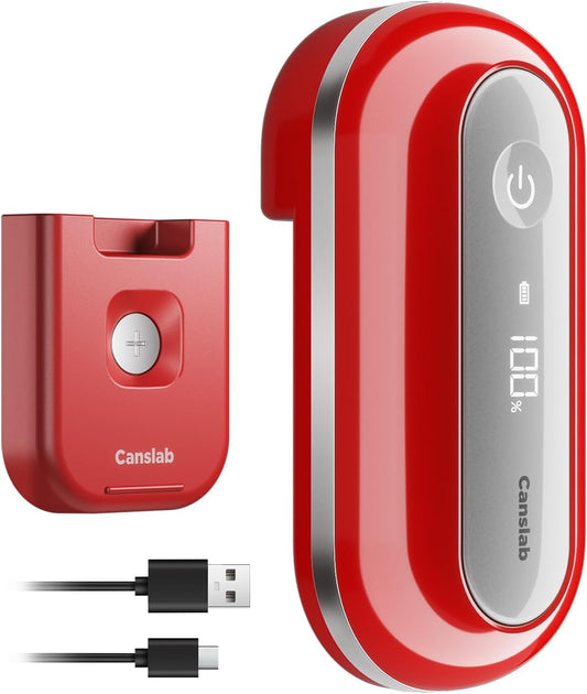 Canslab Retro Rechargeable Electric Can Opener, LED Battery Track&Auto Stop