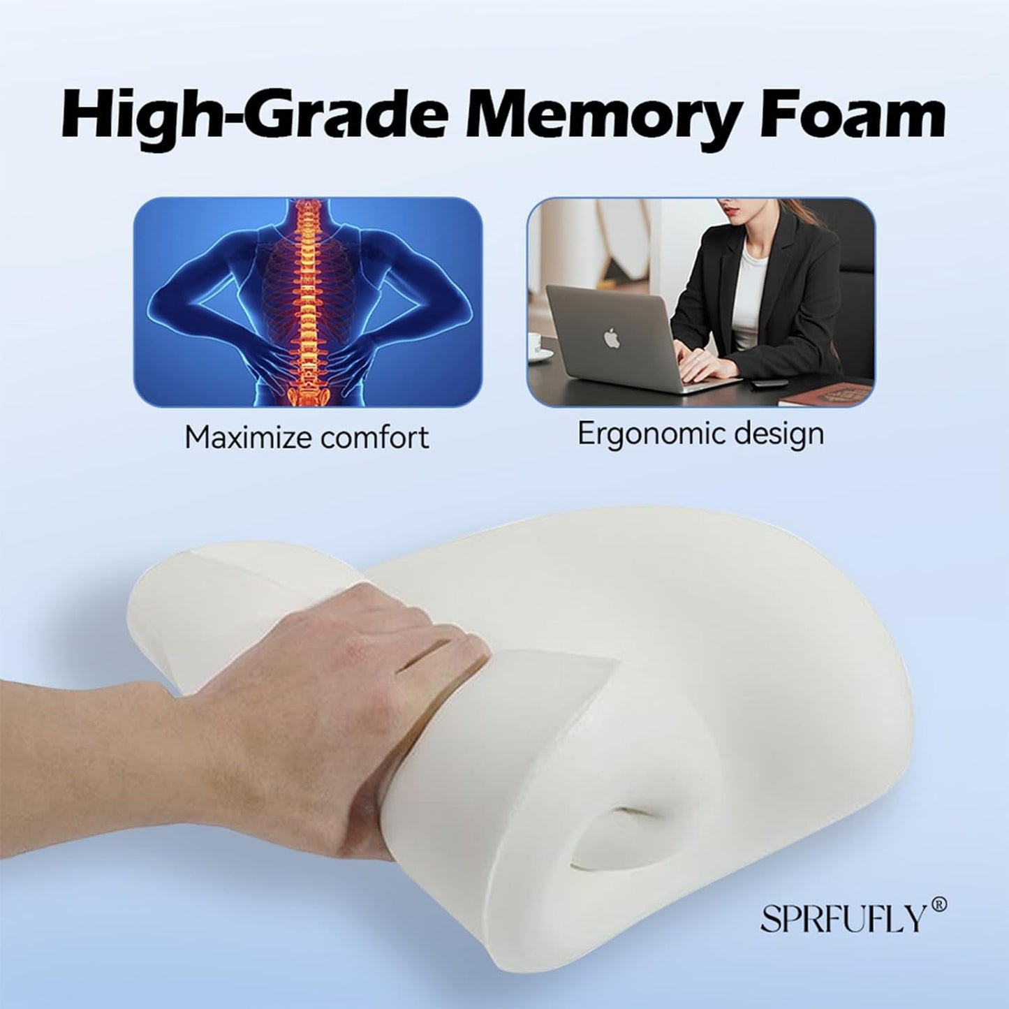 Super Cozy Lumbar Support Pillow for Car/Office Chair, 100% Memory Foam | Lumbar Pillow with Breathable Removable Cover, Ergonomic Design - Back Support for Back Pain Relief(Adjustable Strap, Black)