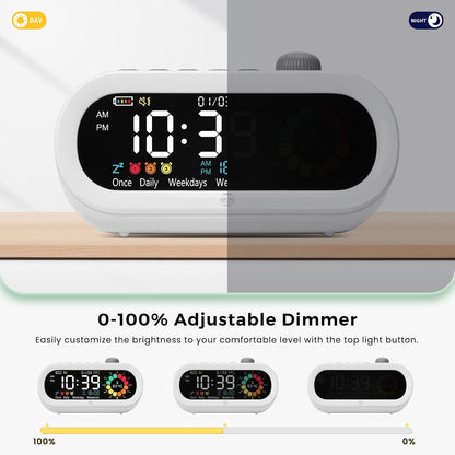 Mooking 3 in 1 Digital Alarm Clock for Bedroom with Visual Timer for Kids | Rechargeable Clock with Multiple Alarms, 199-Minute Timers Silent Non Ticking, Time Management Tools for Home School Study