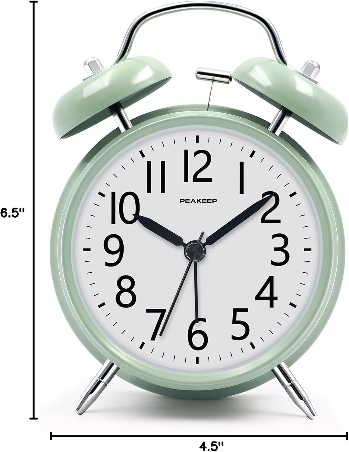 Peakeep Loud Alarm Clock for Heavy Sleepers Adults, Metal 4.5 Inches | Twin Bell Battery Operated Analog Alarm Clocks for Bedrooms Kids' Room Decoration (Jewel Blue)